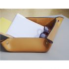 Vide poche en cuir rectangulaire Camel