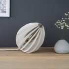 Lampe à poser en bois - Fève - Frêne Teinté Blanc - Cordon Blanc