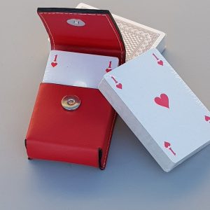 Étui en cuire rouge pour jeu de carte