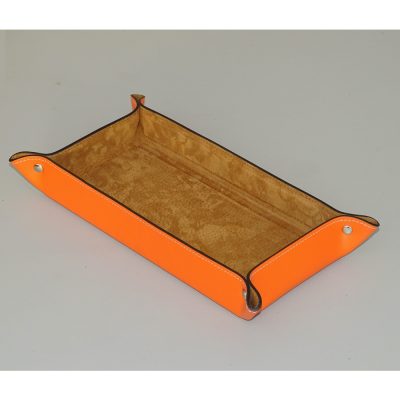 Vide poche en cuir rectangulaire Orange