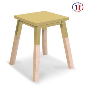 2 tabourets carrés laqués Jaune Lunaire - Mon Petit Meuble Français