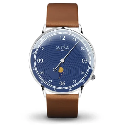 Montre Phase de lune mono aiguille homme - Gustave & cie - Montres - Georges Bleu – Image 2