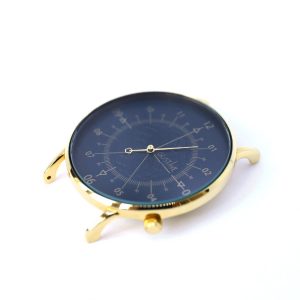 Montre Louis bleu et or, cadran en cuir vert - Gustave & Cie
