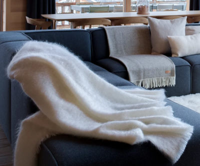 Plaid en Mohair Blanc 140x180cm - Midipy - Plaids – Image 3
