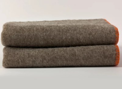 Plaid en laine fabrication française Gris et Orange - Midipy - Plaids – Image 2