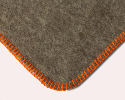 Plaid en laine fabrication française Gris et Orange - Midipy - Plaids – Image 3