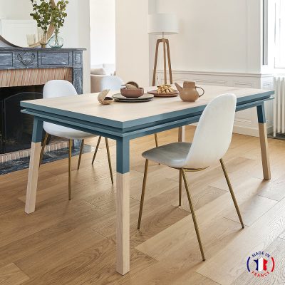 Table repas rectangulaire Bleu Fréhel, collection EGEE - Mon petit meuble français