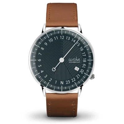 Montre 24H mono aiguille homme - Gustave & cie - Montres - André Bleu et Argent