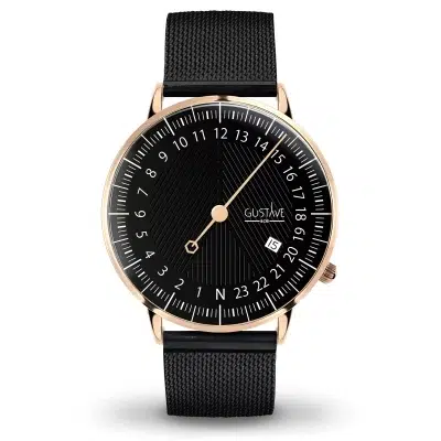 Montre 24H mono aiguille homme - Gustave & cie - Montres - André Or rose et noir