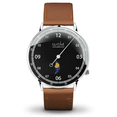 Montre Phase de lune mono aiguille homme - Gustave & cie - Montres - Georges noir – Image 2