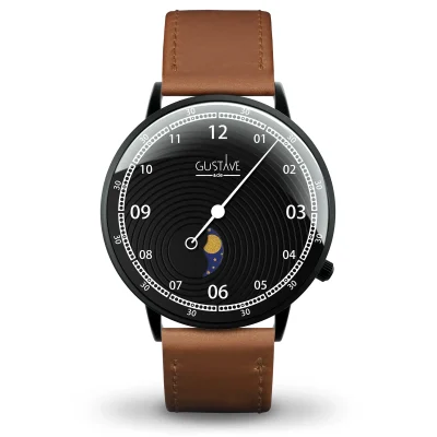 Montre Phase de lune mono aiguille homme - Gustave & cie - Montres - Georges noir – Image 4