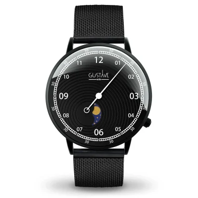 Montre Phase de lune mono aiguille homme - Gustave & cie - Montres - Georges noir – Image 2
