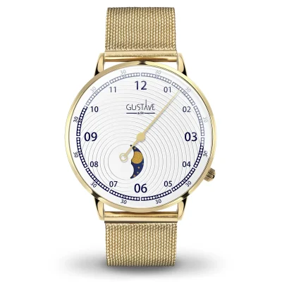 Montre Phase de lune mono aiguille homme - Gustave & cie - Montres - Georges or et blanc – Image 2