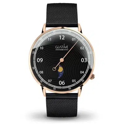 Montre Phase de lune mono aiguille homme - Gustave & cie - Montres - Georges or rose et noir