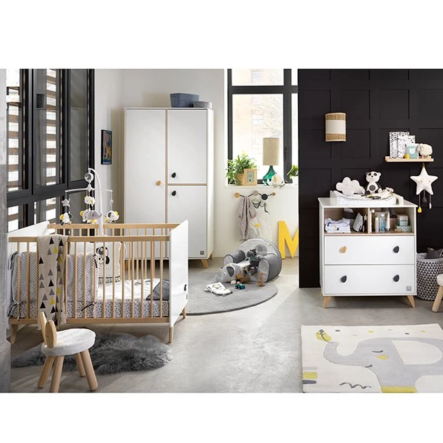 Chambre Arty : Lit 60x120 + Commode + Armoire de Sauthon Baby's