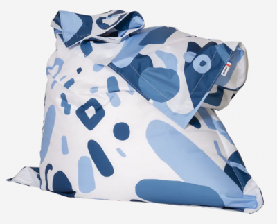 pouf de jardin exterieur bleu shelto