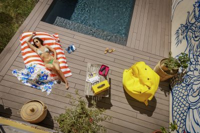 Pouf géant exterieur impermeable à rayure - Shelto - Accessoires de piscine – Image 2