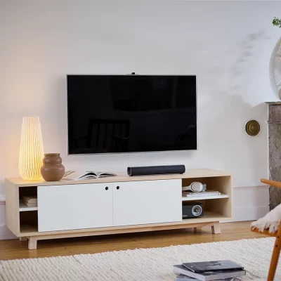 Meuble TV 2 porte sstyle scandinave bois massif - Mon petit meuble français - Meubles TV – Image 5