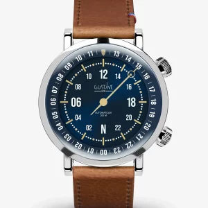 montre Jules 24h argent bleu gustave and cie