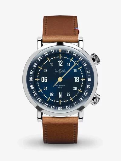 montre Jules 24h argent bleu gustave and cie