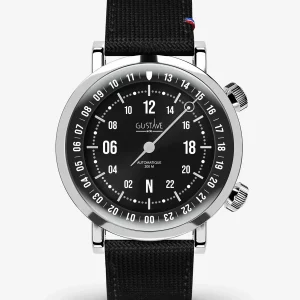 montre jules 24h argent et noir gustave and cie