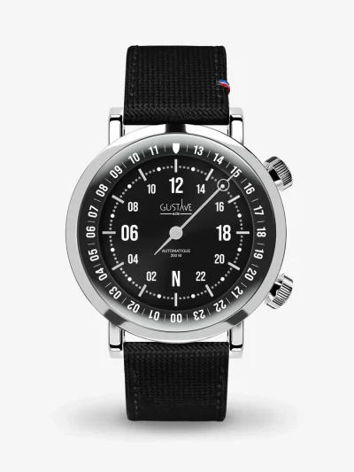 montre jules 24h argent et noir gustave and cie