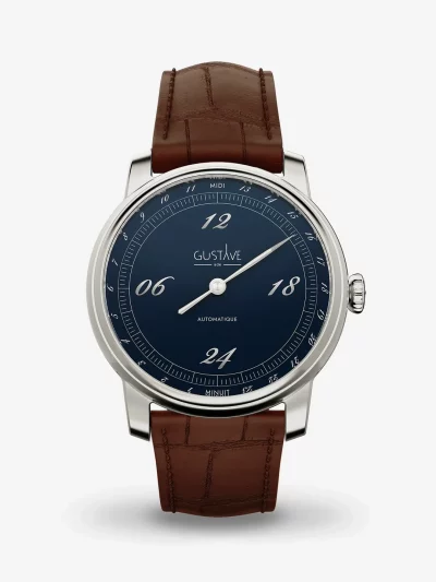 Montre 24h mono aiguille Automatique homme - Gustave & cie - Montres - Paul bleu – Image 4