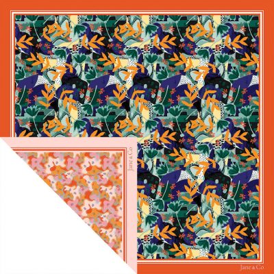 Foulard carré Made in France double-face - Foulards - Jane&Co - Marie-Clémentine