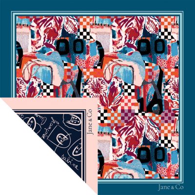 Foulard carré Made in France double-face - Foulards - Jane&Co - Carla-Lila – Image 2