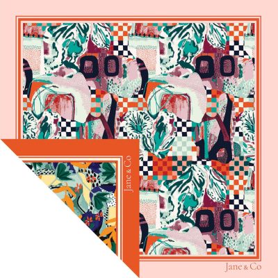 Foulard carré Made in France double-face - Foulards - Jane&Co - Clémentine-Line – Image 2
