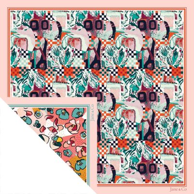Foulard carré Made in France double-face - Foulards - Jane&Co - Eloise-Line – Image 2