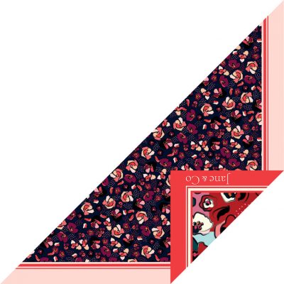 Foulard triangle Made in France double-face - Foulards - Jane&Co - Garance-Ninon 50x50cm – Image 2