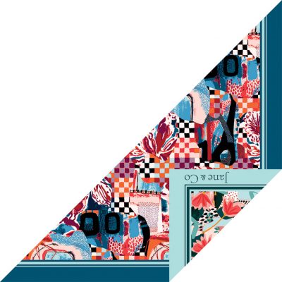 Foulard triangle Made in France double-face - Foulards - Jane&Co - Norah-Lila 50x50cm – Image 2