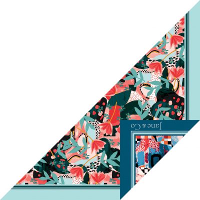 Foulard triangle Made in France double-face - Foulards - Jane&Co - Norah-Lila 50x50cm