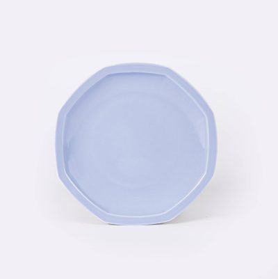 Assiette en porcelaine moderne plate octogonale - Ogre la Fabrique - Vaisselle - 25cm bleu