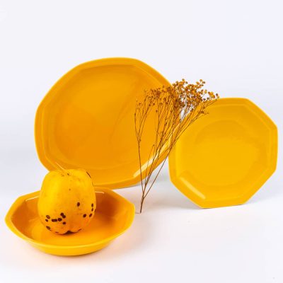 Assiette en porcelaine moderne creuse octogonale - Ogre la Fabrique - Vaisselle - jaune – Image 2