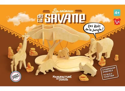 Jeux de construction Montessori en bois - Jeux et jouets - Les animaux de la Savane - Manufacture en Famille
