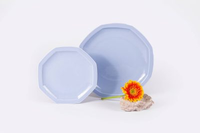 Assiette en porcelaine moderne plate octogonale - Ogre la Fabrique - Vaisselle - 25cm bleu – Image 2