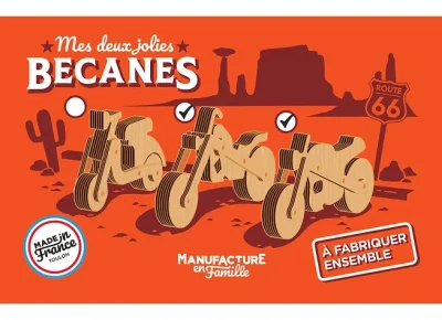 Jeux de construction Montessori en bois - Jeux et jouets - Mes 2 jolies Bécanes chopper - Manufacture en Famille