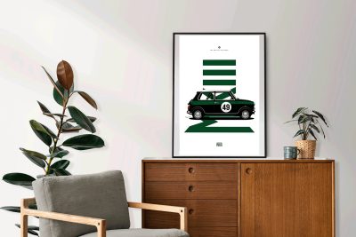 Affiche voiture vintage Mini Austin - En double file - Affiches