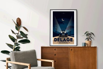 Affiche voiture vintage Delage - En double file - Affiches