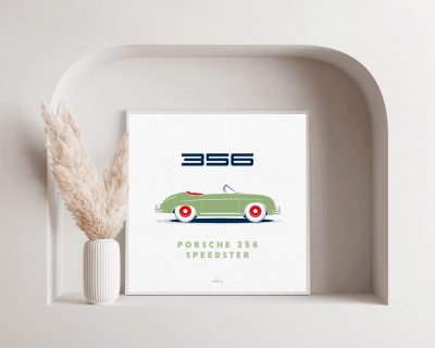 Affiche voiture vintage Porsche 356 - En double file - Affiches