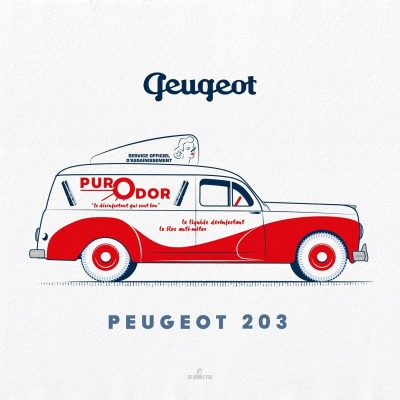 Affiche voiture vintage Peugeot 203 - En double file - Affiches – Image 2