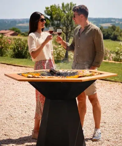 Brasero plancha barbecue en corten - Brasero Hexagone - Brasero – Image 6