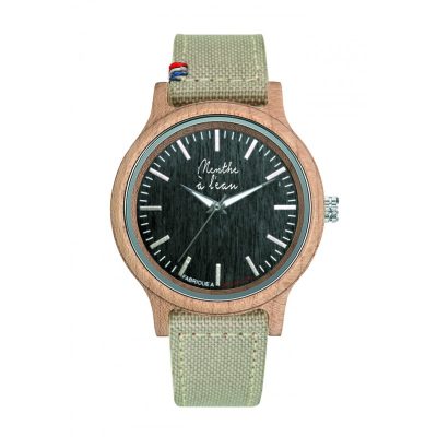 Montre en bois cadran noir - Menthe à l'eau - Montres