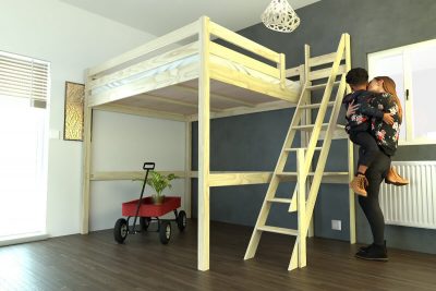 Lit Mezzanine 160x200 avec escalier de meunier -  - Lit gain de place – Image 2