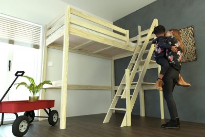 Lit Mezzanine 90x200 avec escalier de meunier -  - Lit gain de place – Image 2
