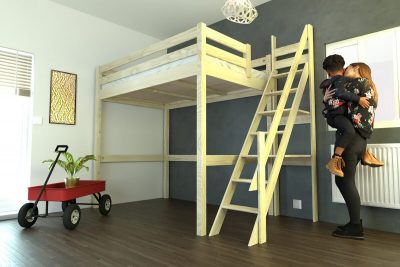Lit Mezzanine 120x200 avec escalier de meunier -  - Lit gain de place – Image 2