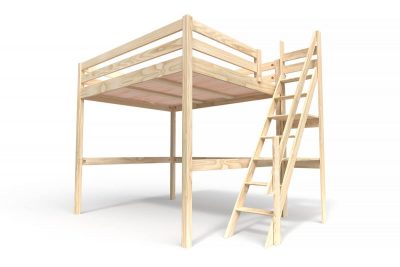 Lit Mezzanine 160x200 avec escalier de meunier -  - Lit gain de place
