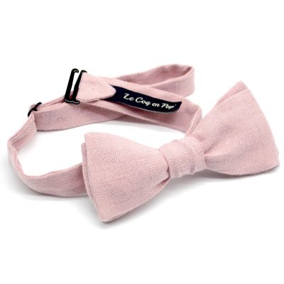 Noeud papillon en lin rose poudré uni - Coq en pap - Accessoire Mode – Image 2